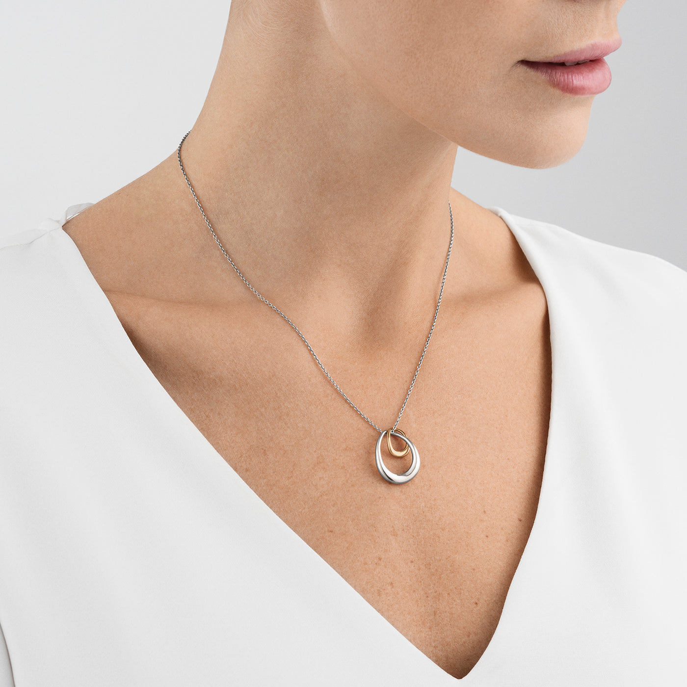 Georg Jensen - OFFSPRING Necklace with Pendant, Silver and Rose Gold