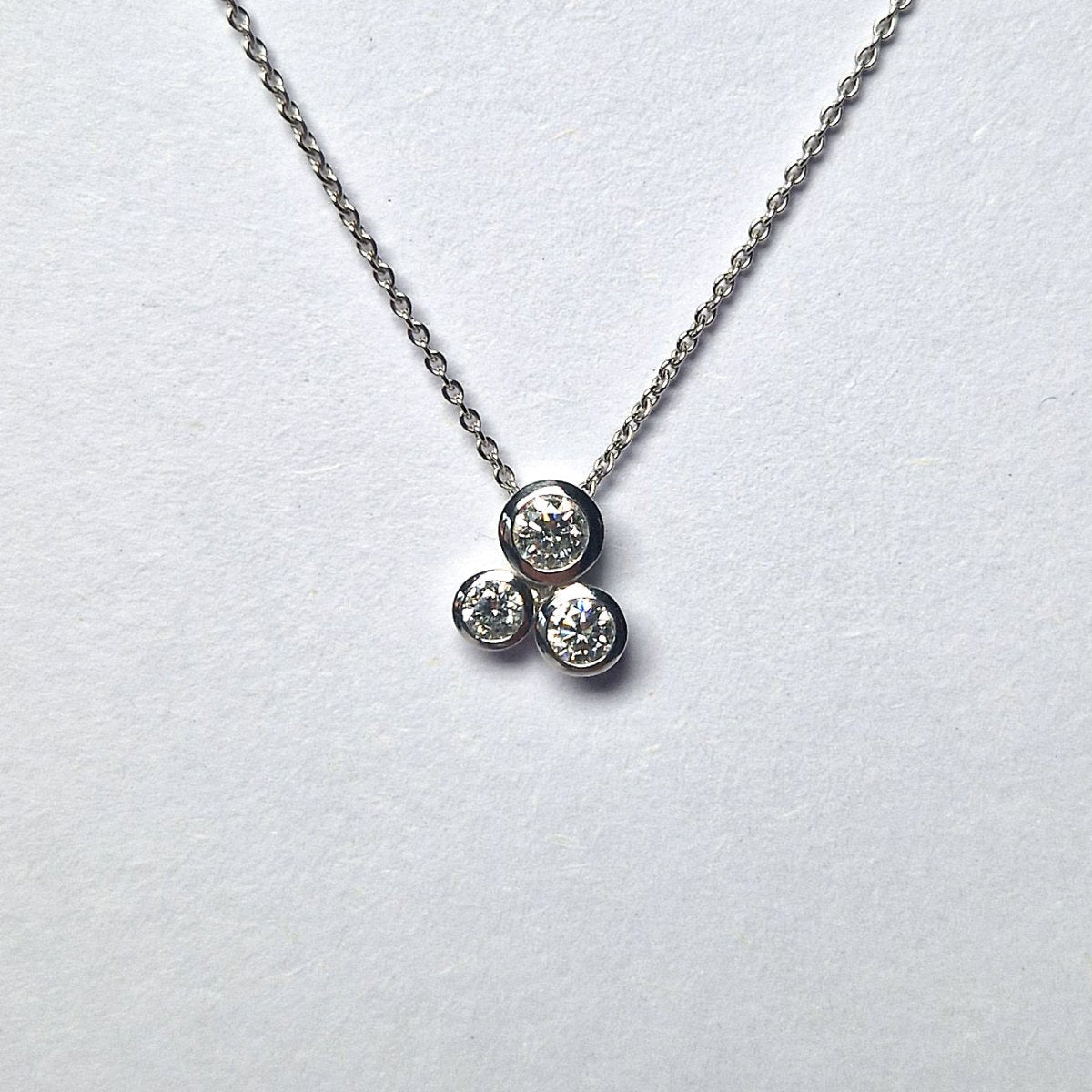 18ct White Gold Trilogy Diamond Pendant - Tustains Jewellers