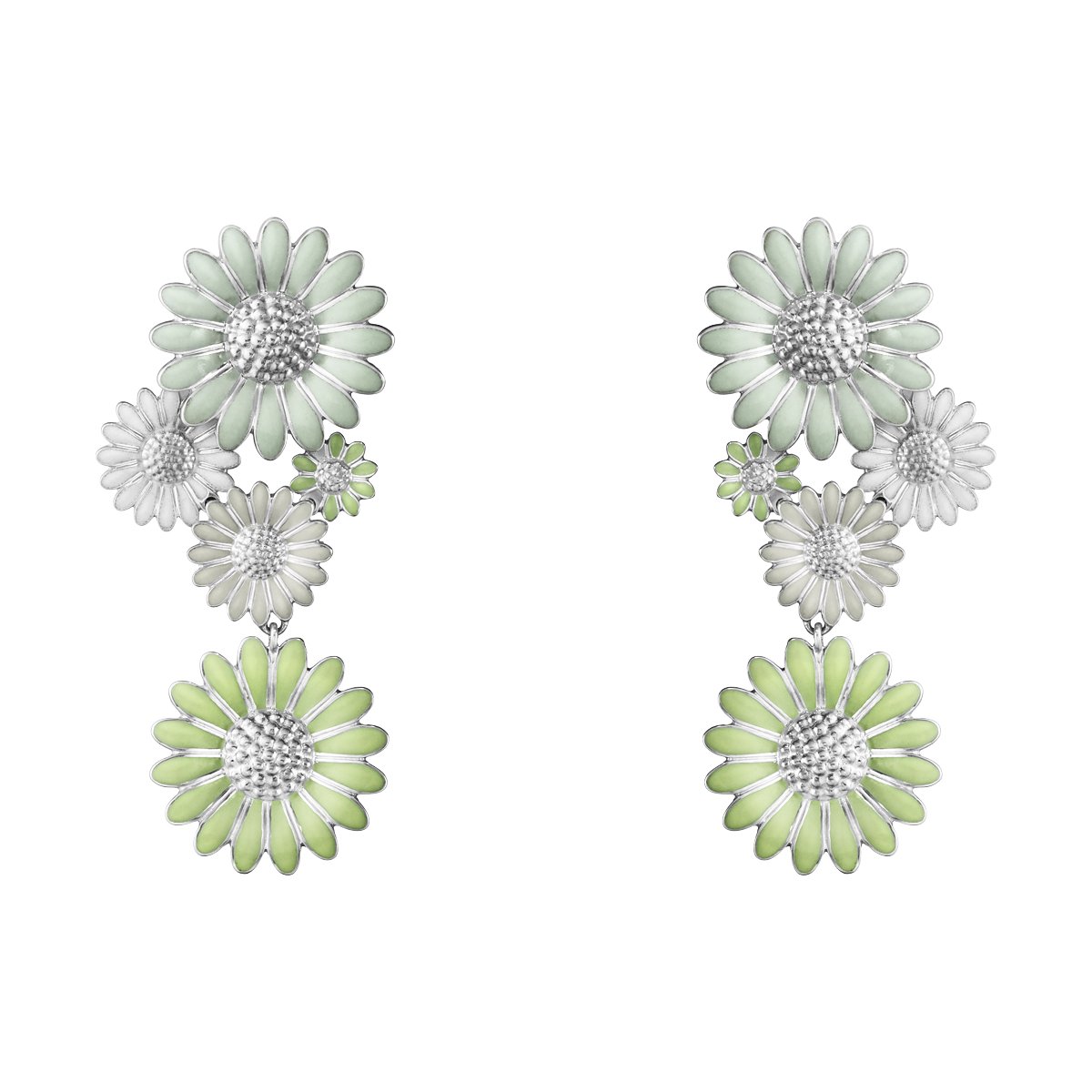 Georg Jensen - Daisy White & Green Drop Earrings - Tustains Jewellers