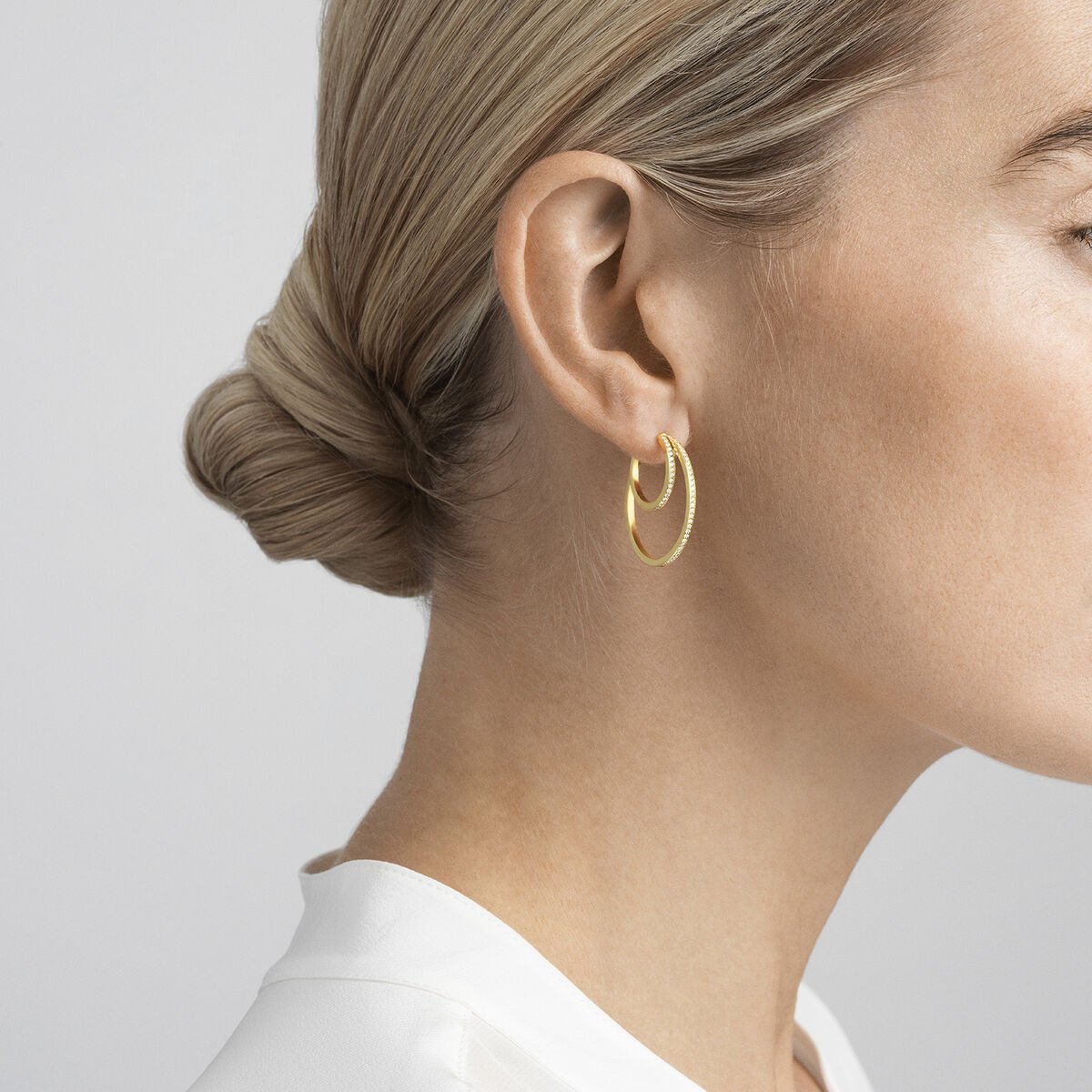 Georg Jensen - Large Double Pave Halo Ear hoops - Tustains Jewellers