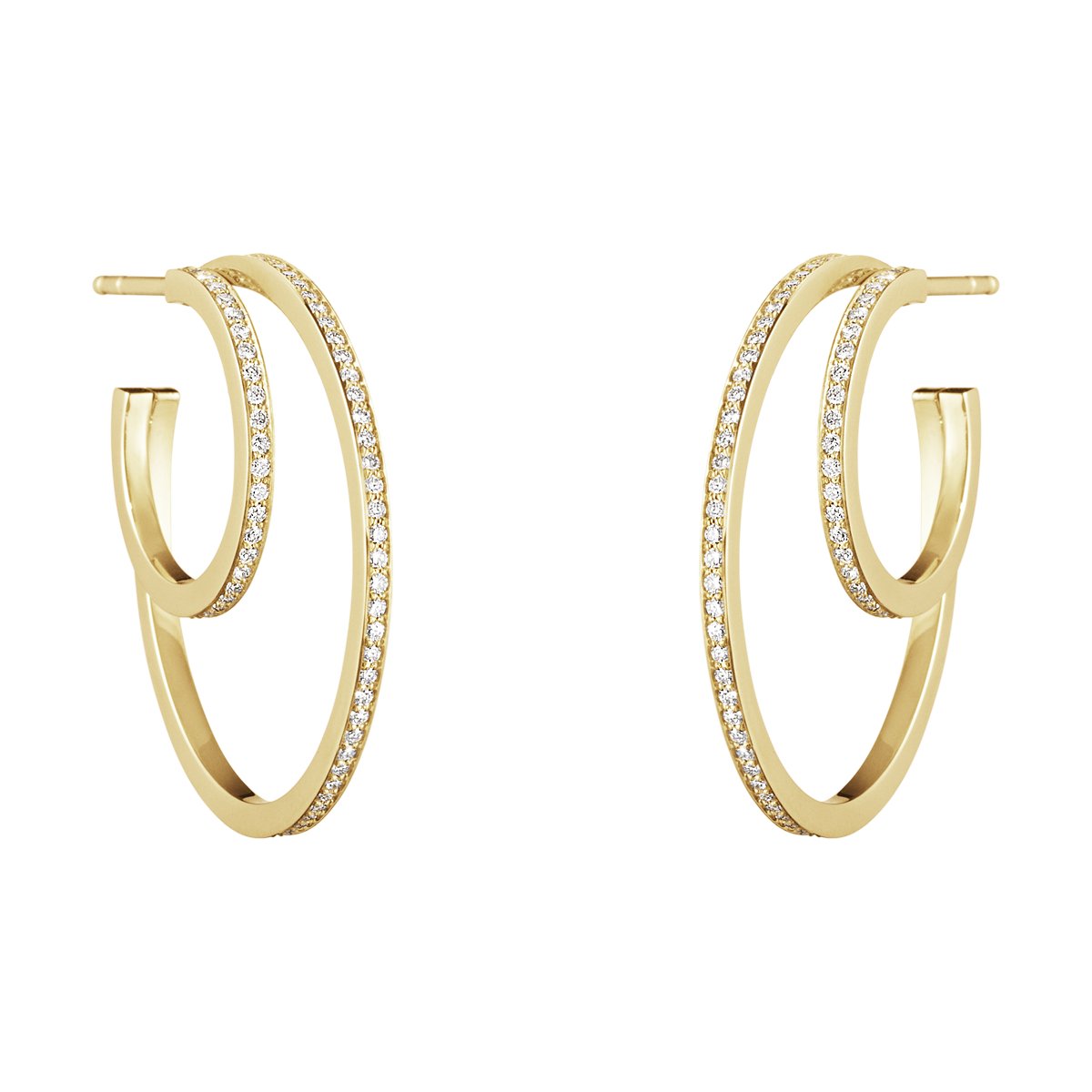 Georg Jensen - Large Double Pave Halo Ear hoops - Tustains Jewellers