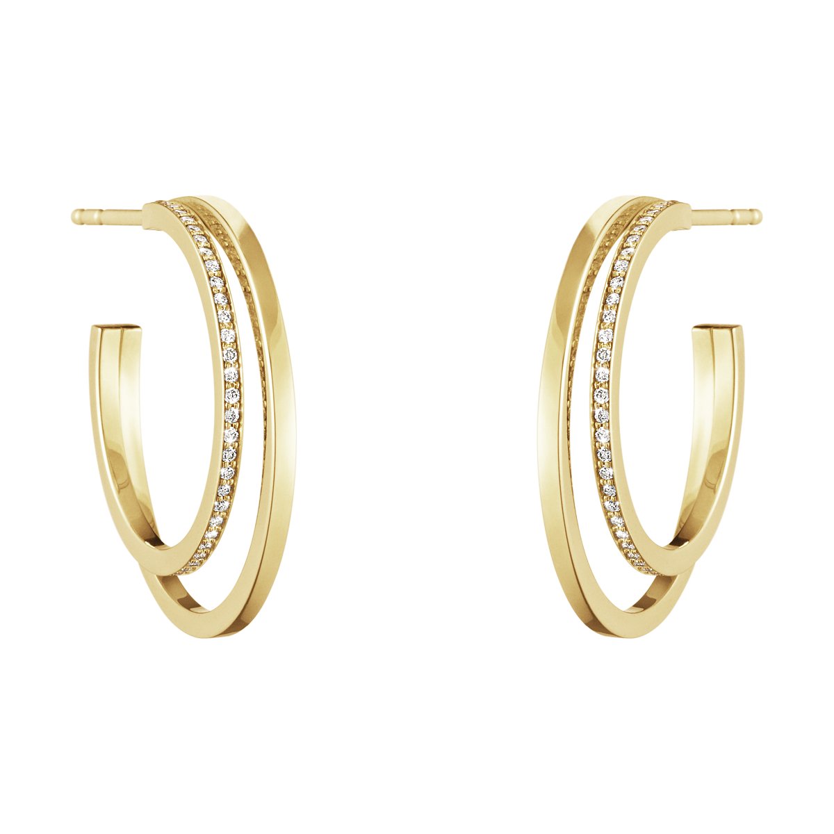 Georg Jensen - Large Single Pave Halo Ear hoops - Tustains Jewellers