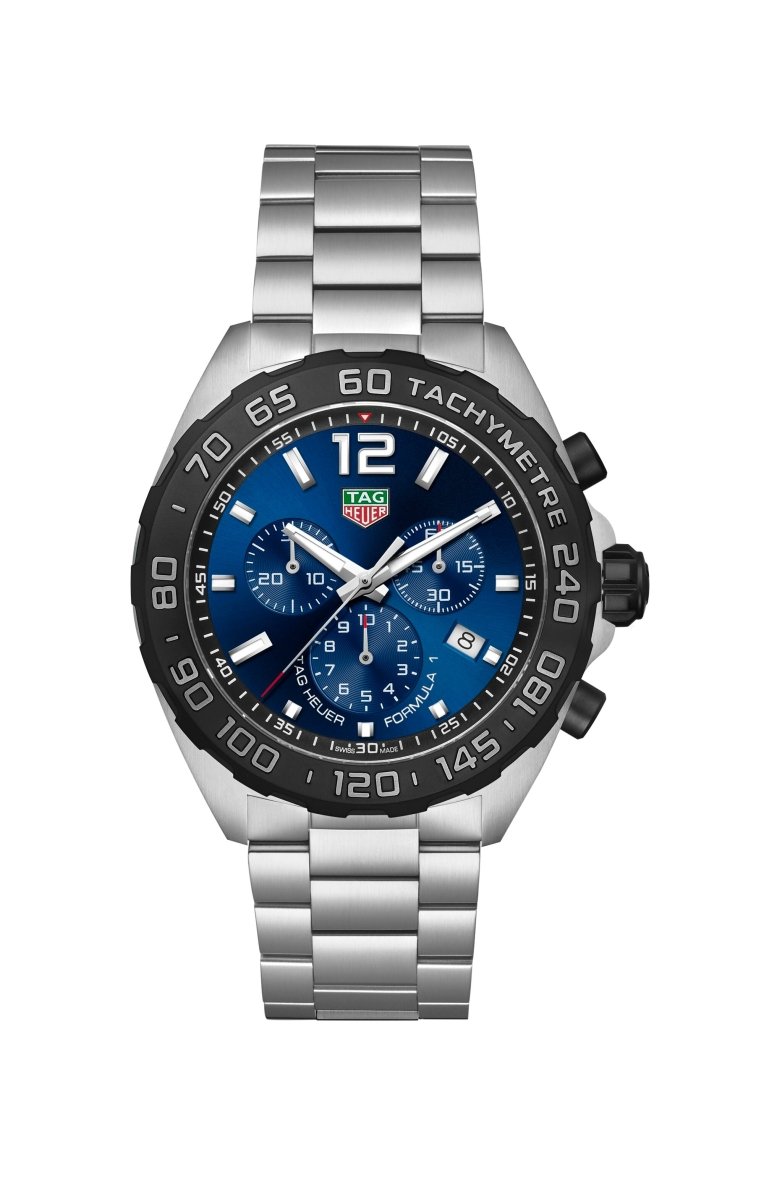 Tag Heuer F1 Chronograph Quartz on Steel Bracelet · Tustains