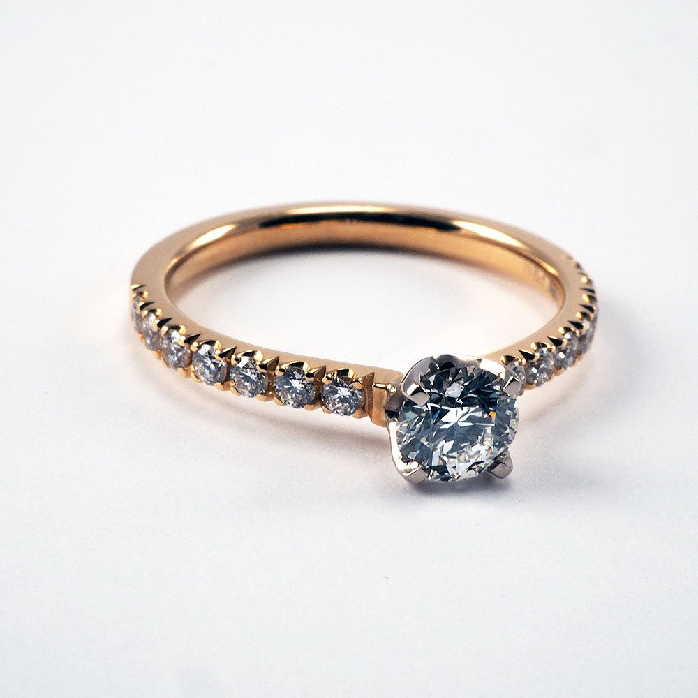 Round Solitaire with Diamond shoulders - 0.65ct - Tustains Jewellers