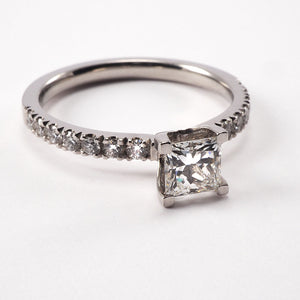 Solitaire with Diamond Shoulders - 0.79ct