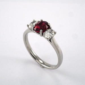 3 Stone Ruby & Diamond Ring