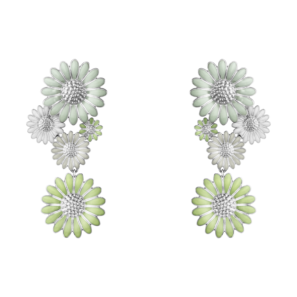 Georg Jensen - Daisy White & Green Drop Earrings