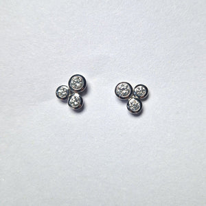 18ct White Gold Trilogy Diamond Studs - Tustains Jewellers
