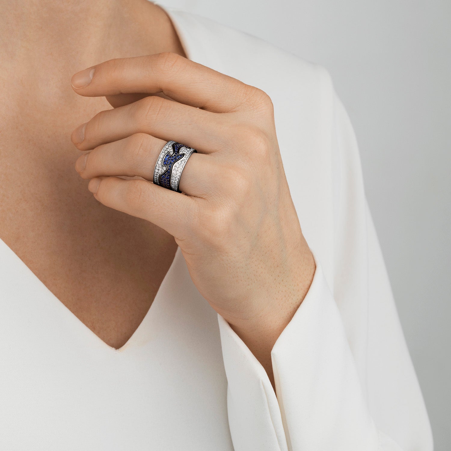Georg Jensen - FUSION End Ring, White Gold Diamond Pavé-set