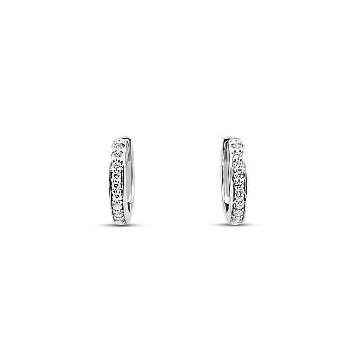Diamond Set Hoop Earrings (White Gold)