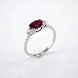 3 Stone Oval Ruby & Diamond - Tustains Jewellers