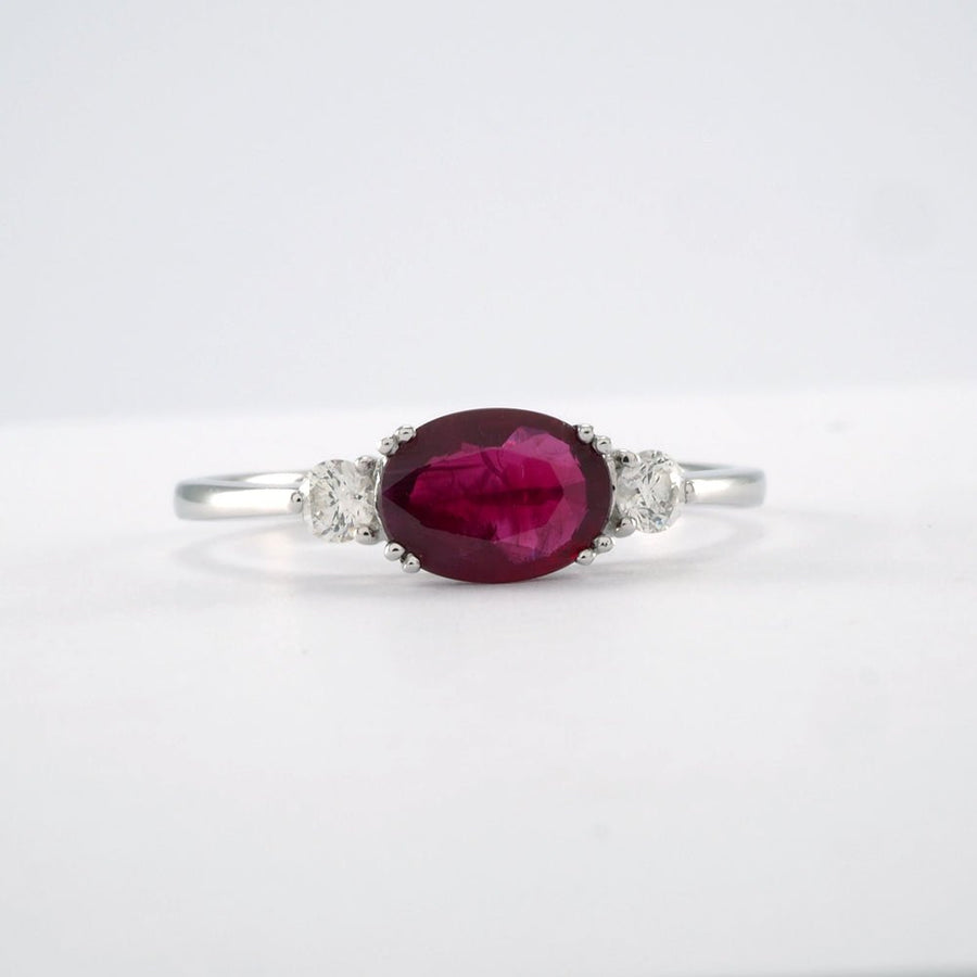 3 Stone Oval Ruby & Diamond - Tustains Jewellers