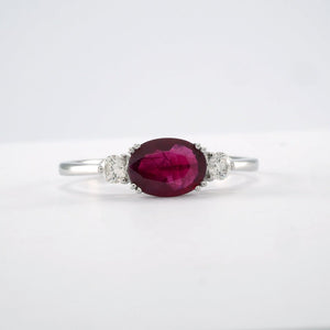 3 Stone Oval Ruby & Diamond - Tustains Jewellers