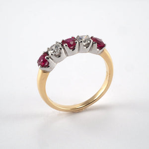 5 Stone Ruby & Diamond Ring - Tustains Jewellers