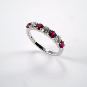 7 Stone Ruby & Diamond Ring - Tustains Jewellers