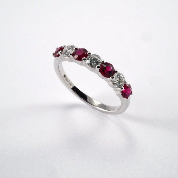 7 Stone Ruby & Diamond Ring - Tustains Jewellers