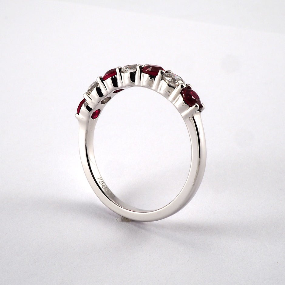 7 Stone Ruby & Diamond Ring - Tustains Jewellers