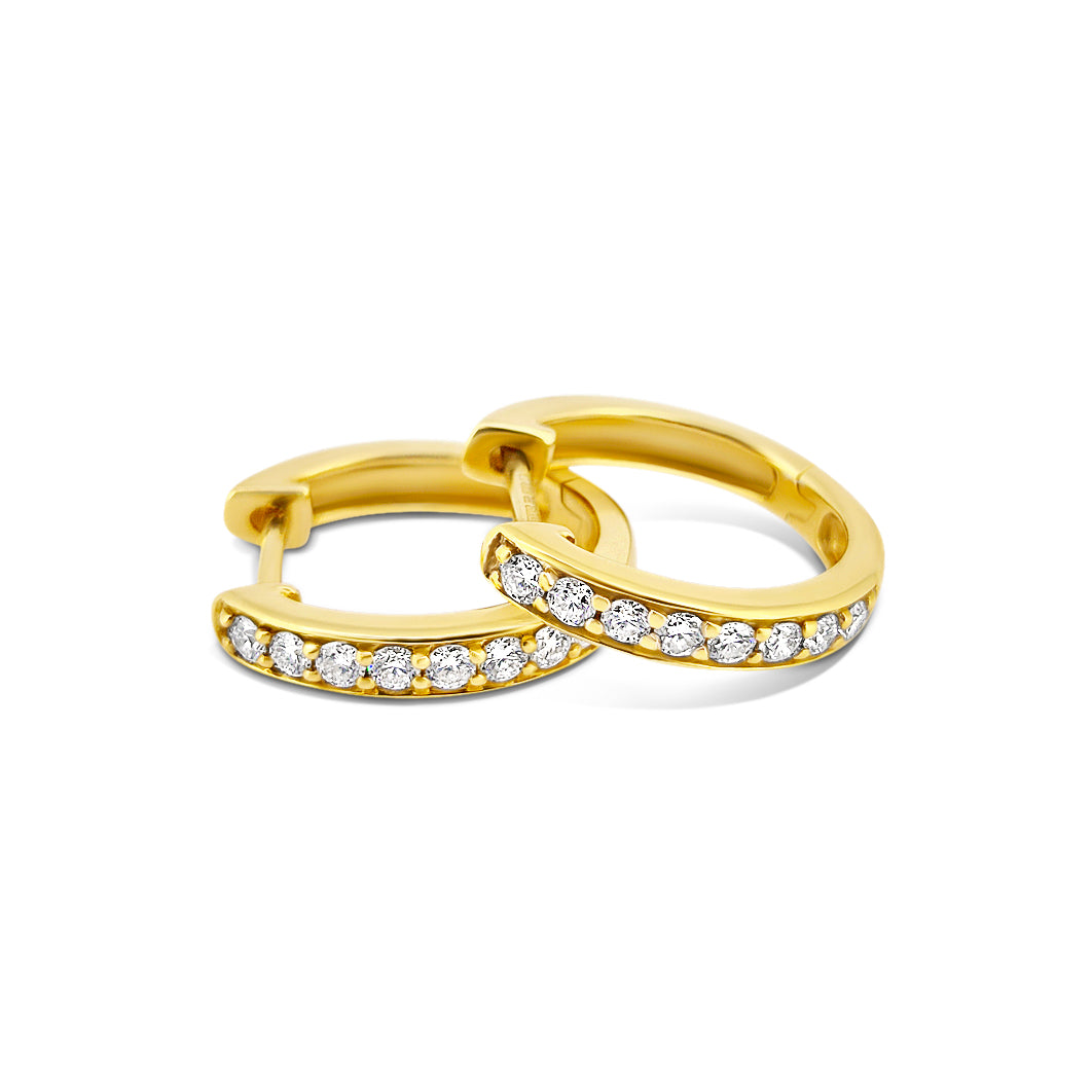 Diamond Set Hoop Earrings (Yellow Gold)