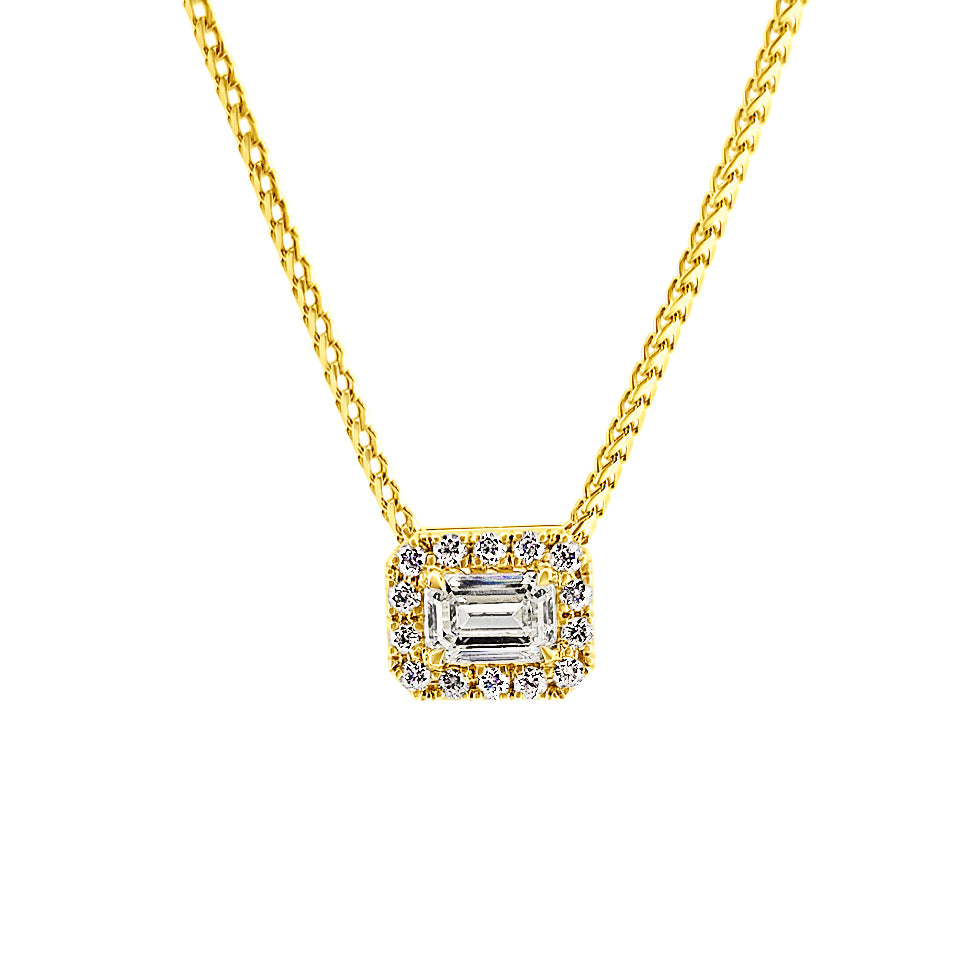 Emerald Cut Diamond Cluster Pendant