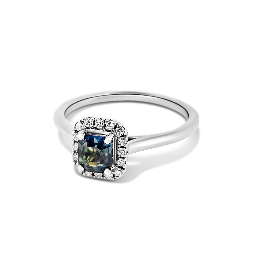 Teal Sapphire Cluster Ring