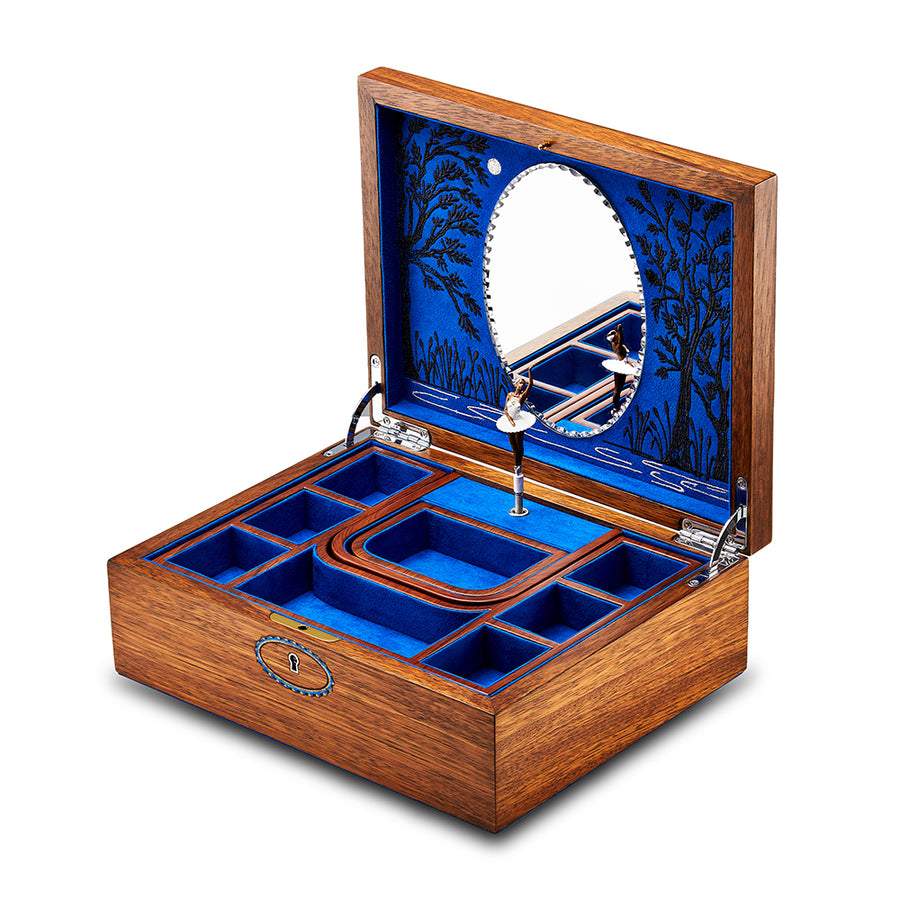 Wolf -  Swan Lake Walnut Ballet Musical Jewellery Box