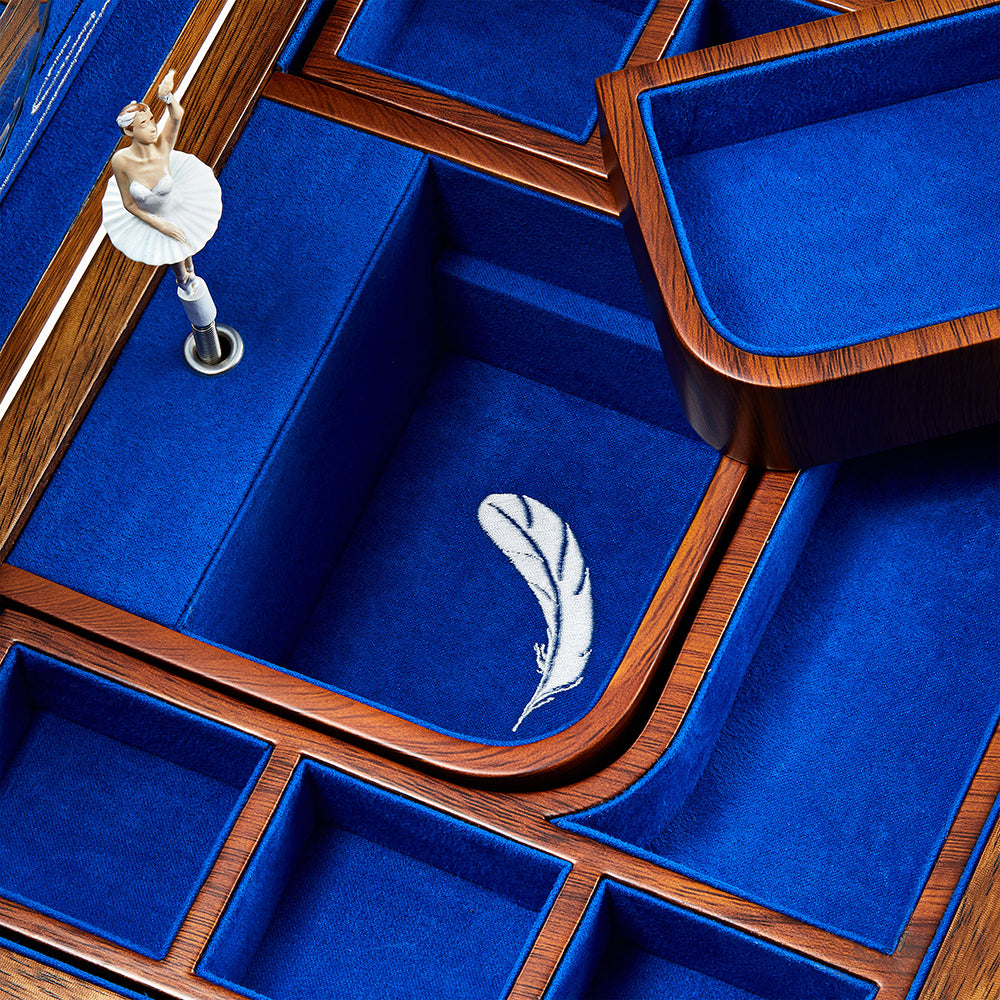 Wolf -  Swan Lake Walnut Ballet Musical Jewellery Box