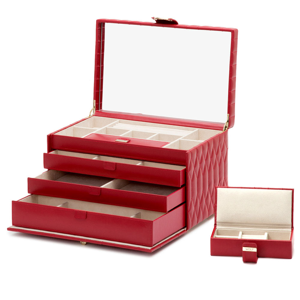 Wolf - Caroline Large Jewellery Case Red