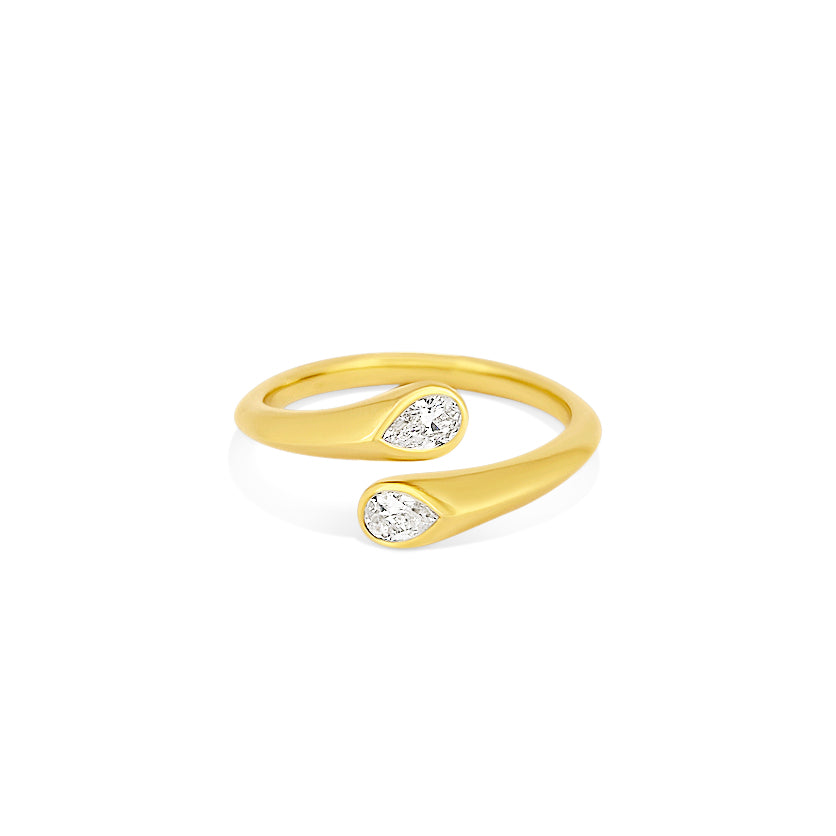 Diamond Pear Crossover Ring
