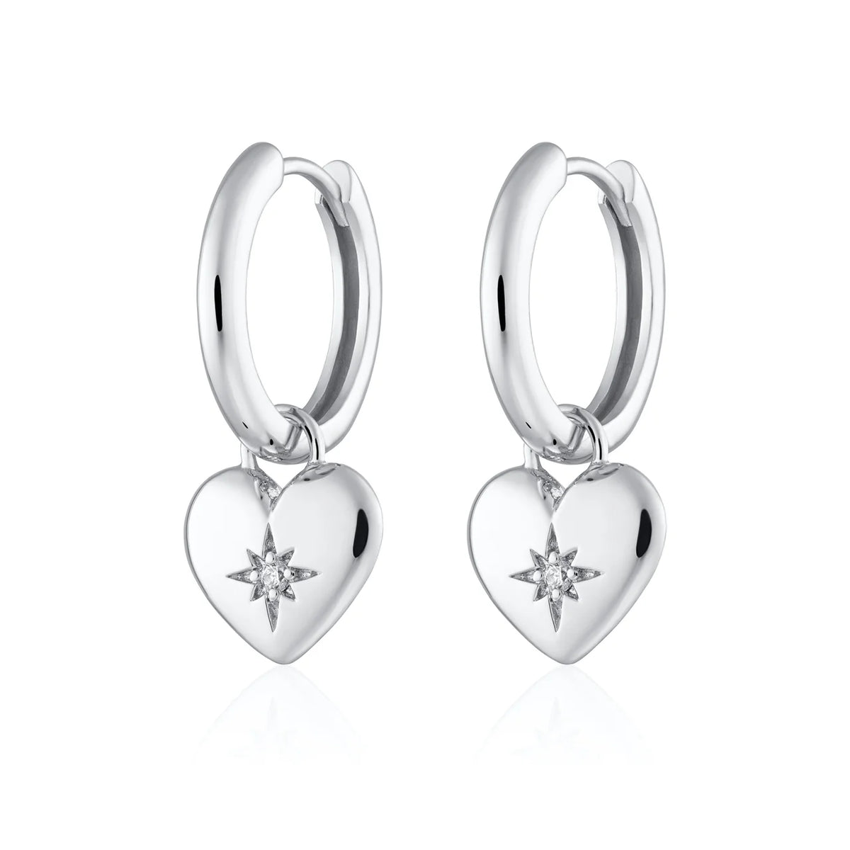 Scream Pretty Puffed Heart Charm Hoop Earrings