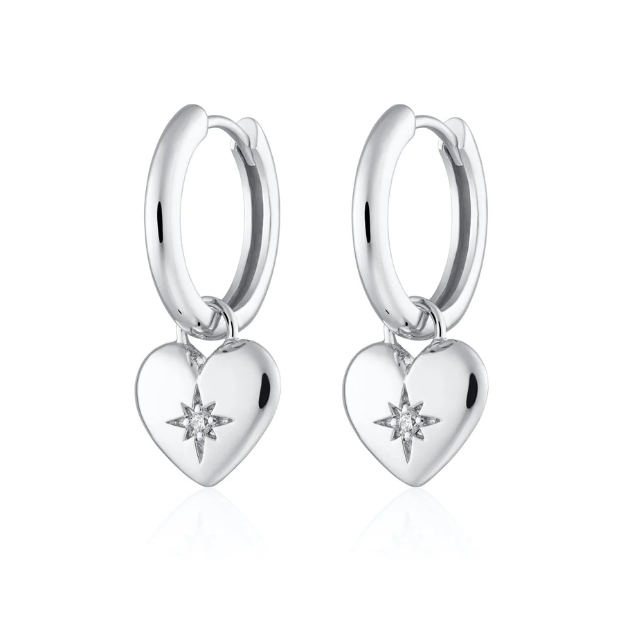 Scream Pretty Puffed Heart Charm Hoop Earrings