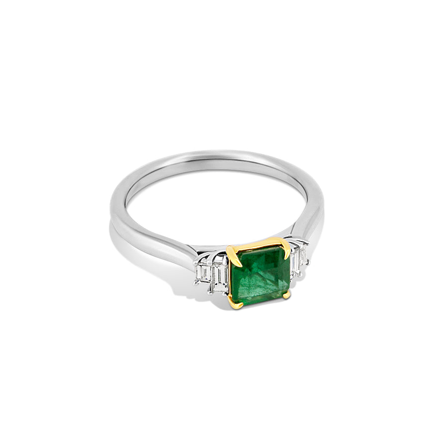 Emerald and Diamond Five Stone Ring