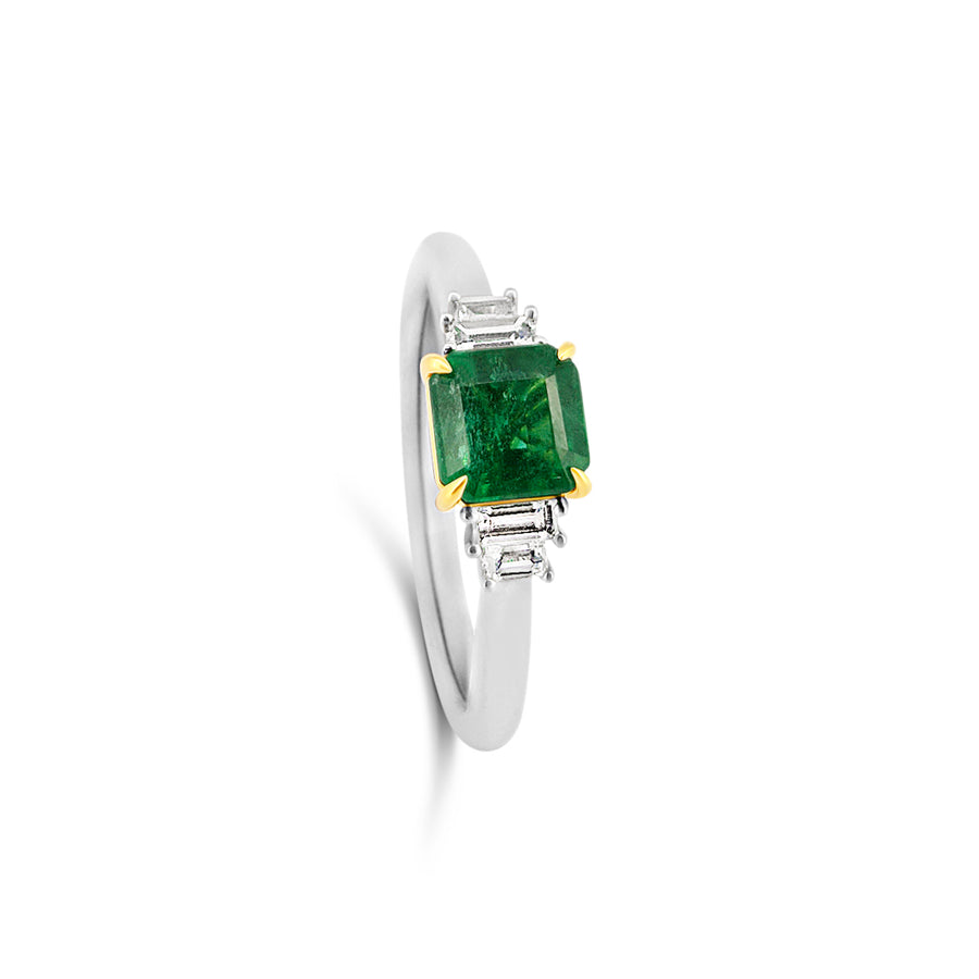 Emerald and Diamond Five Stone Ring