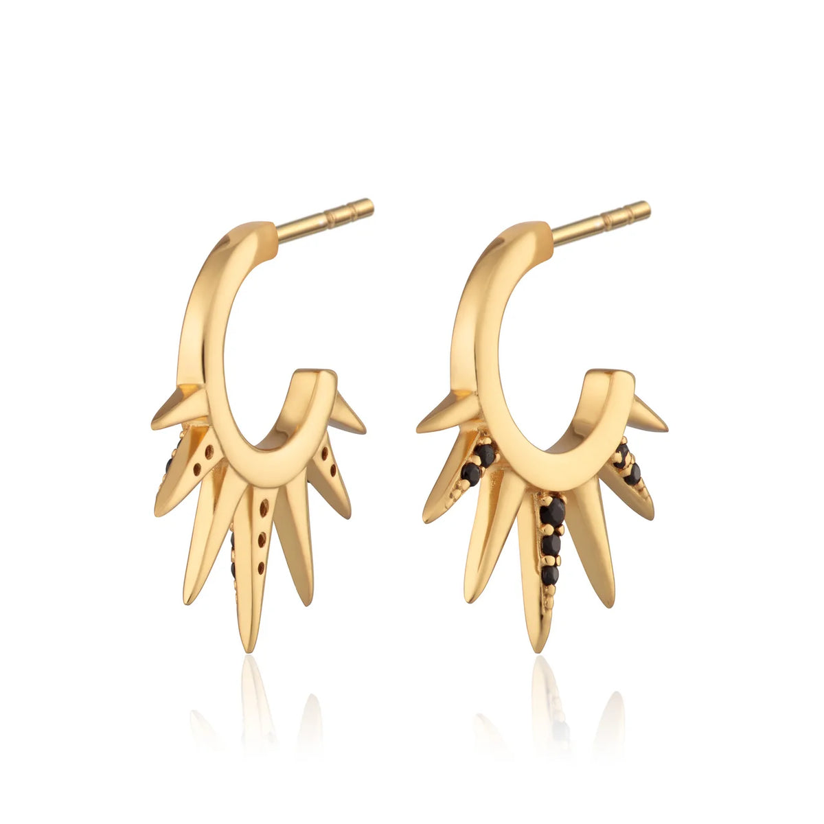 Scream Pretty Black Sun Spike Hoop Stud Earrings