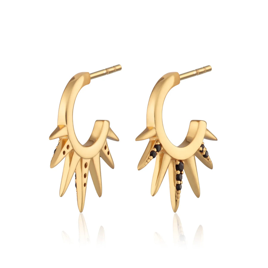 Scream Pretty Black Sun Spike Hoop Stud Earrings
