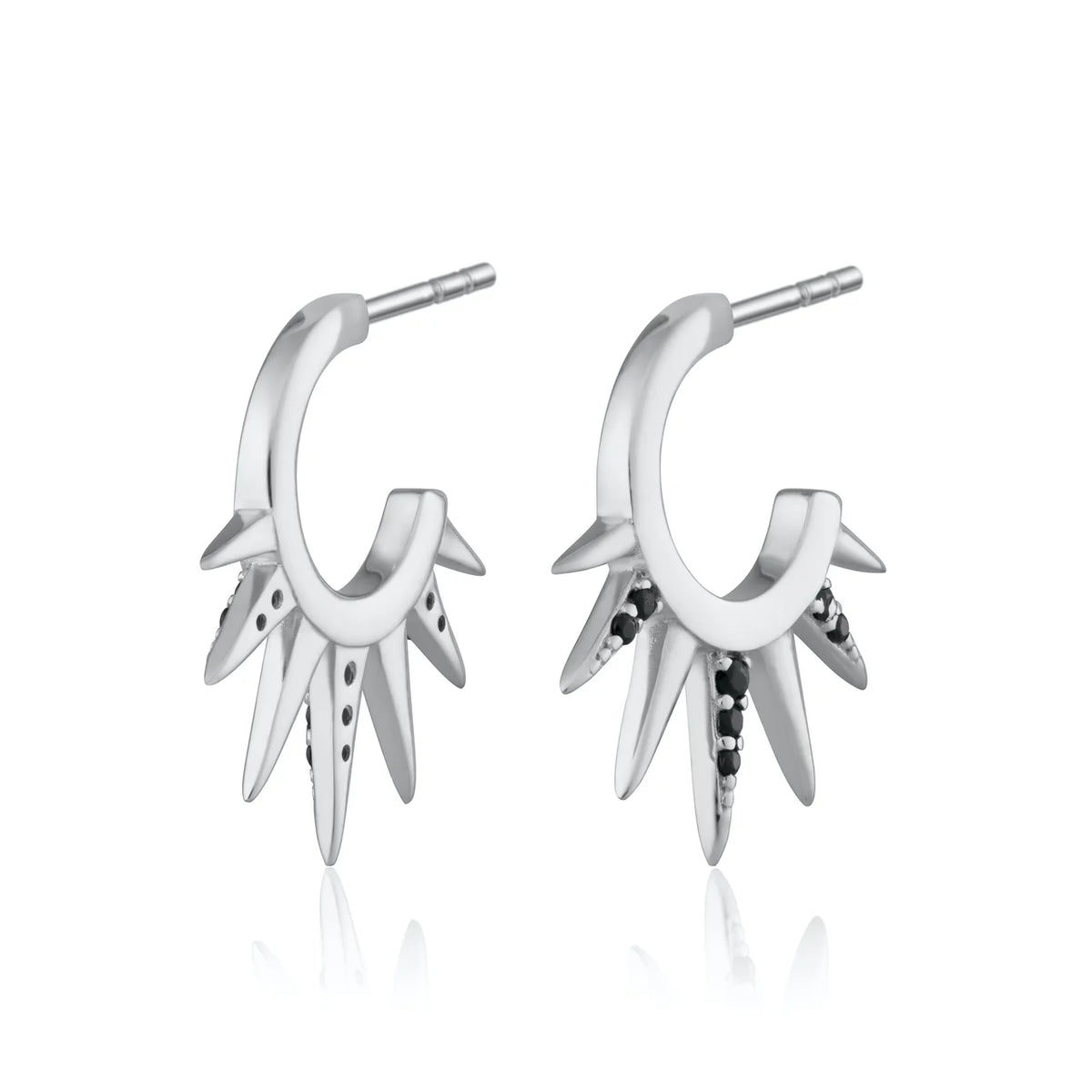 Scream Pretty Black Sun Spike Hoop Stud Earrings