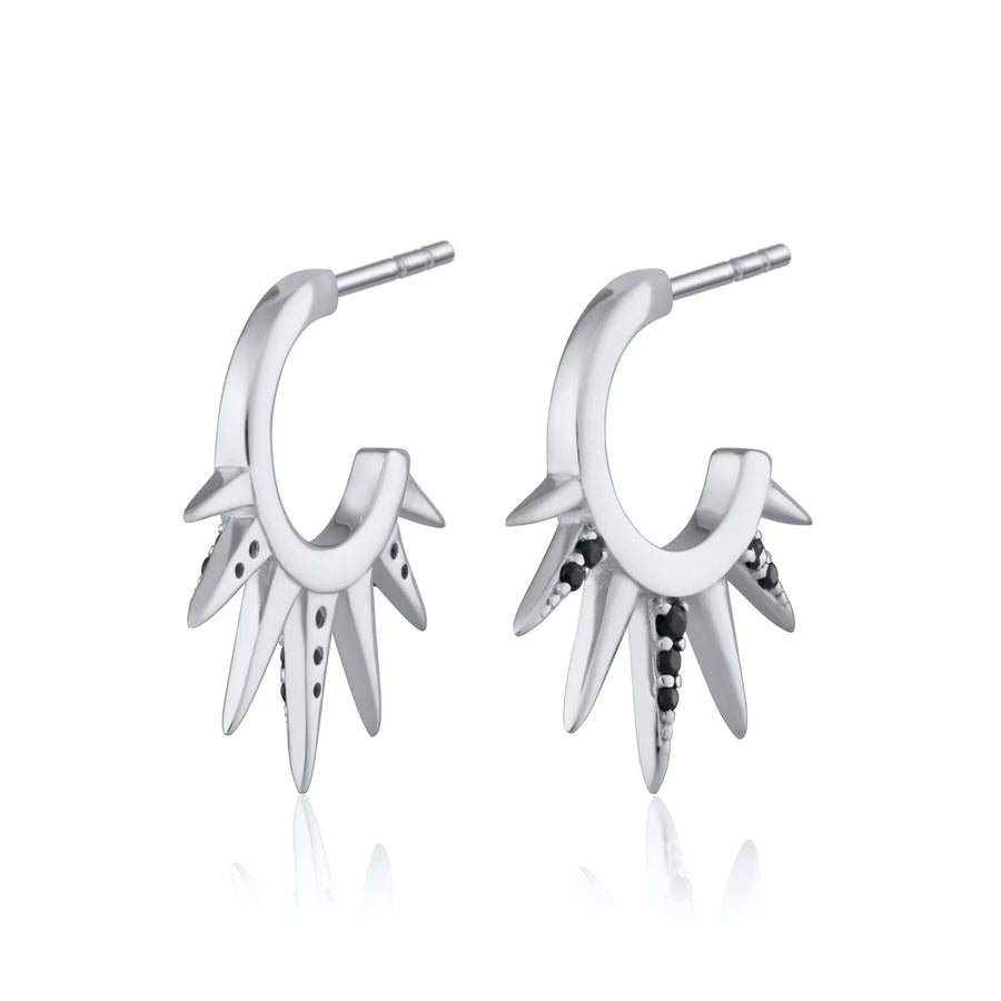 Scream Pretty Black Sun Spike Hoop Stud Earrings
