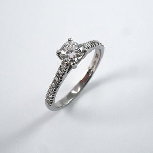 Cushion Solitaire with Diamond shoulders - 0.67ct - Tustains Jewellers
