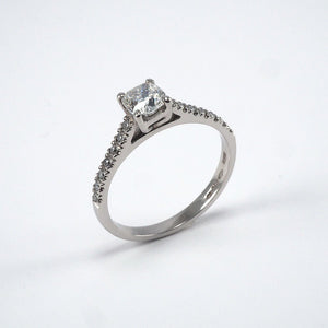 Cushion Solitaire with Diamond shoulders - 0.67ct - Tustains Jewellers