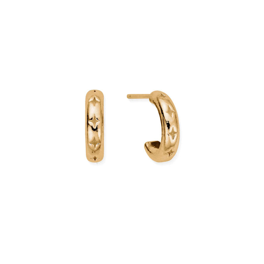 Gold Cut Out North Star Huggie Hoops