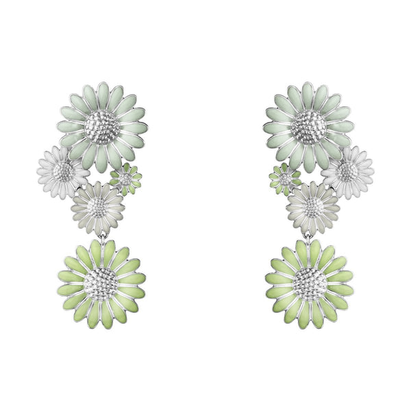 Georg Jensen - Daisy White & Green Drop Earrings - Tustains Jewellers