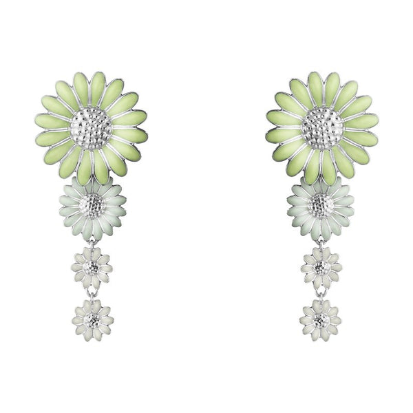 Georg Jensen - Daisy White & Green Drop Earrings - Tustains Jewellers
