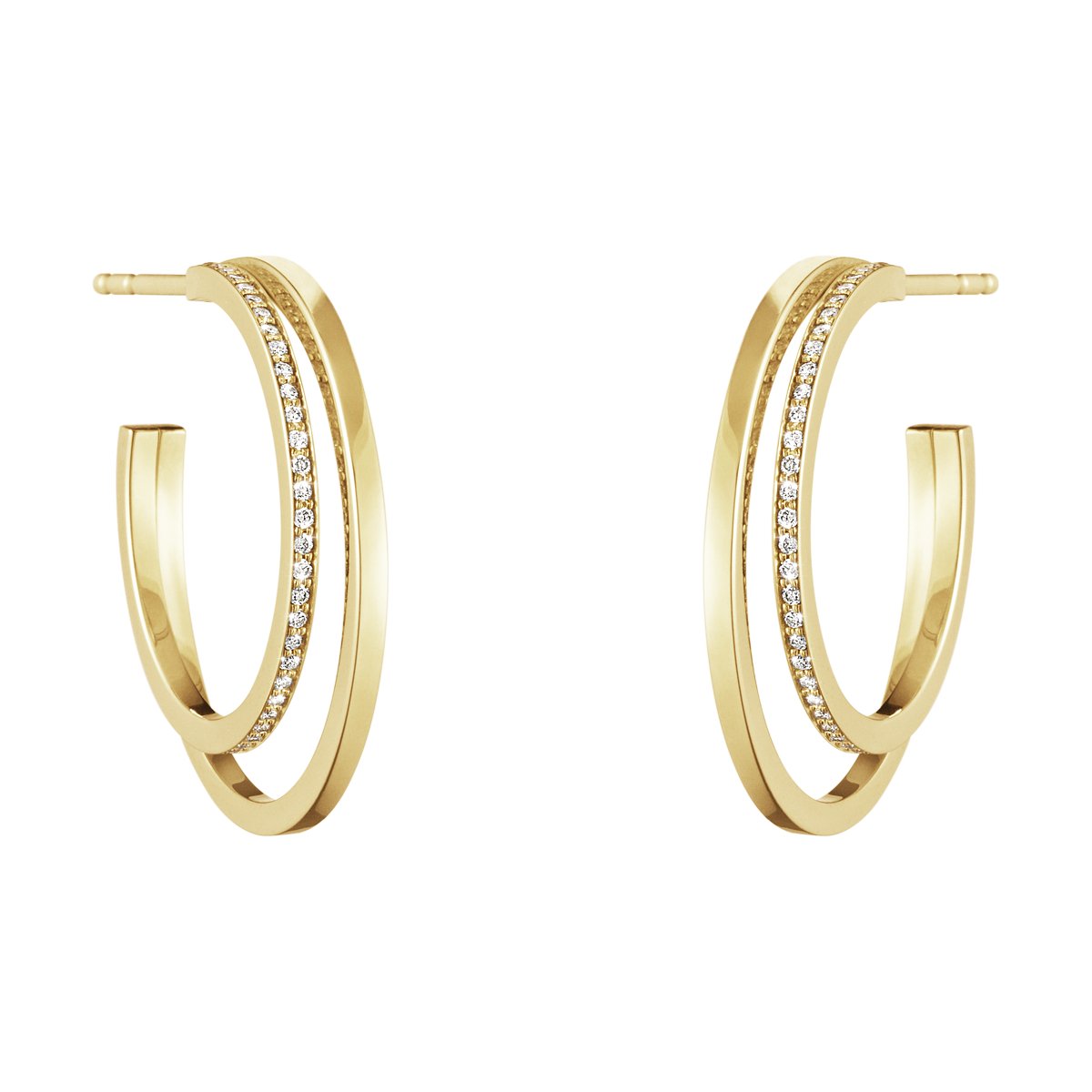 Georg Jensen - Large Single Pave Halo Ear hoops - Tustains Jewellers