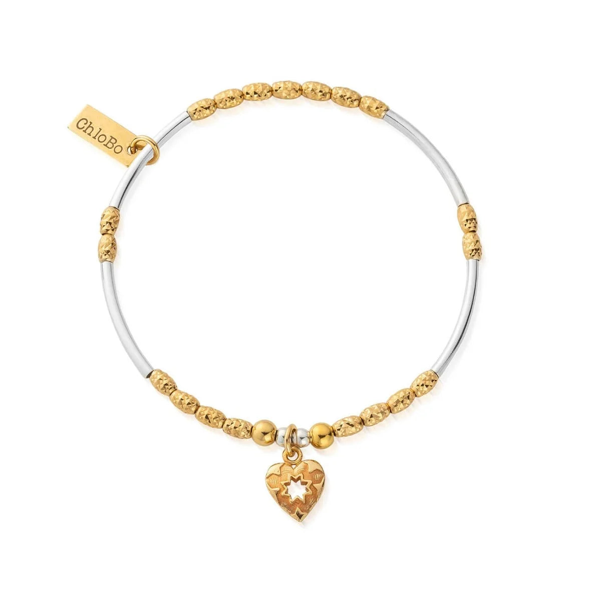 Gold Decorated Star Heart Bracelet