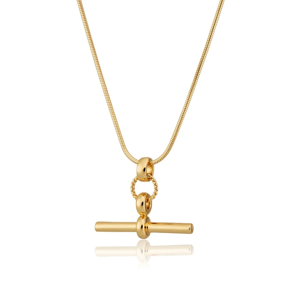 Scream Pretty Gold T-Bar Necklace with Snake Chain