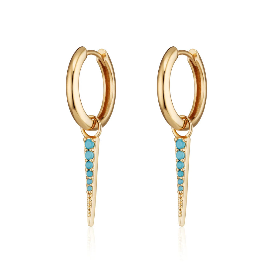 Scream Pretty Turquoise Spike Charm Hoop Earrings