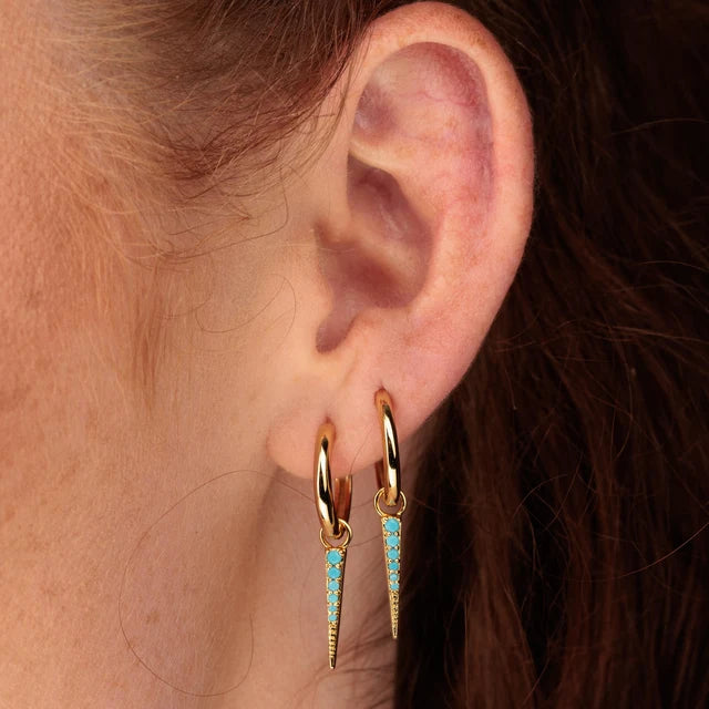 Scream Pretty Turquoise Spike Charm Hoop Earrings