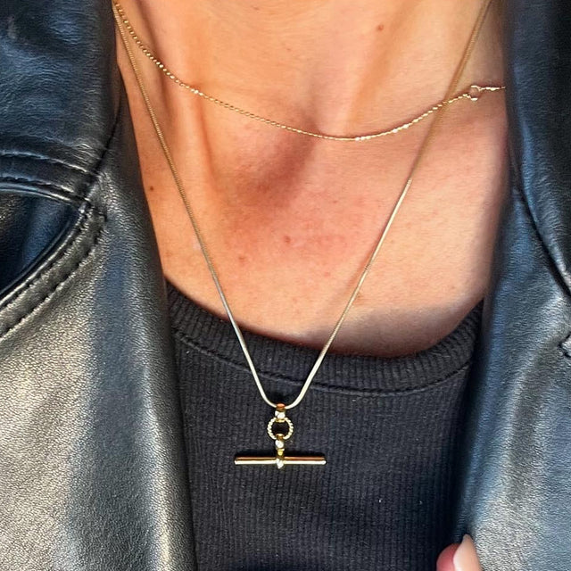 Scream Pretty Gold T-Bar Necklace with Snake Chain