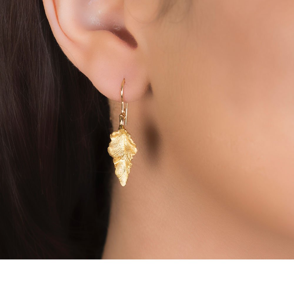 London Road - Gold Leaf Drop Earrings - Tustains Jewellers