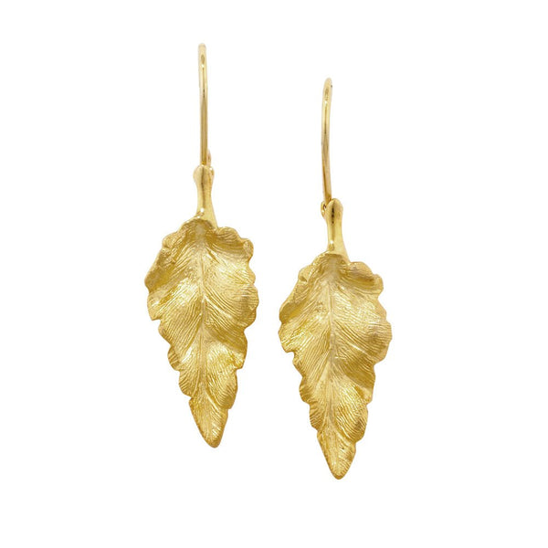 London Road - Gold Leaf Drop Earrings - Tustains Jewellers