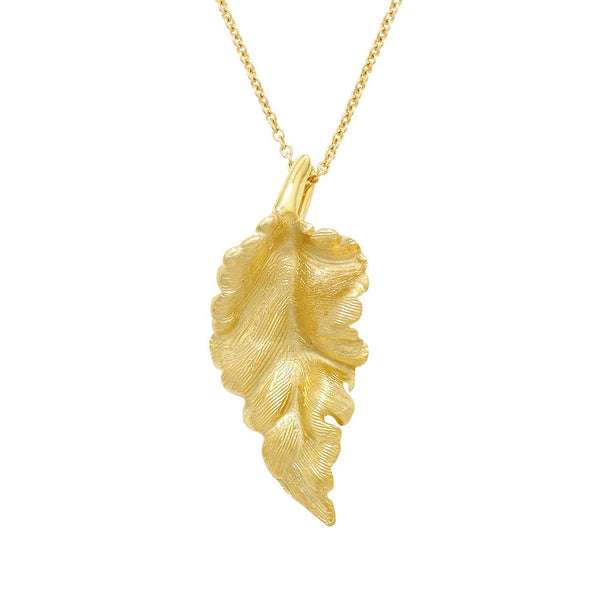 London Road - Gold Leaf Drop Pendant - Tustains Jewellers